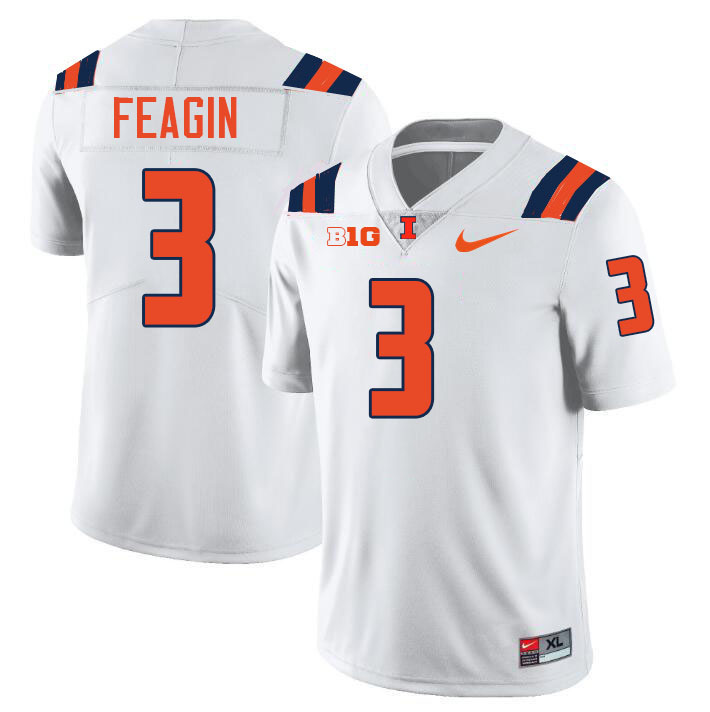 #3 Kaden Feagin Illinois Fighting Illini Football Jersey,Uniforms-White